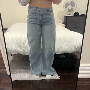 Cider Light Blue Wide-Leg High-Rise Jeans